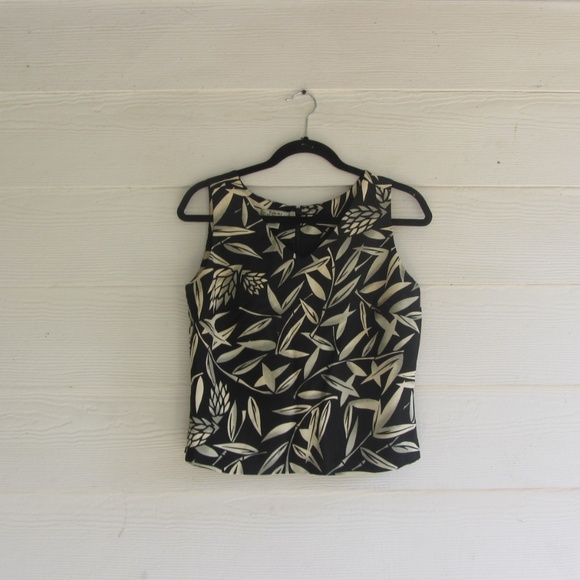 Tommy Bahama Tops - Tommy Bahama Black Leaf Sleeveless Crop Blouse